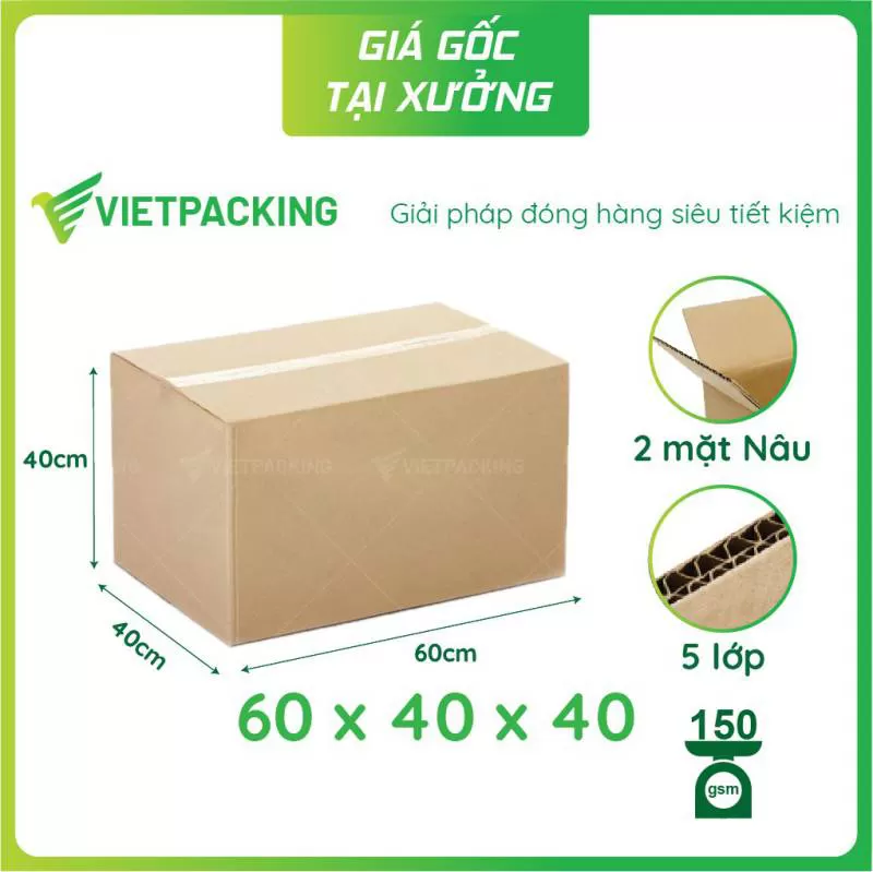 Thùng carton 60x40x40 5 lớp vận chuyển hàng hóa giá tốt