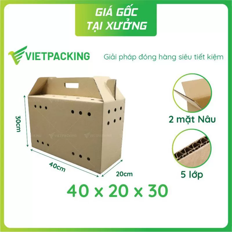 Thùng carton đựng gà 40x20x30