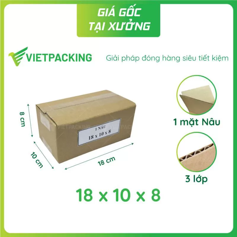 Hộp carton 18x10x8 1 NÂU