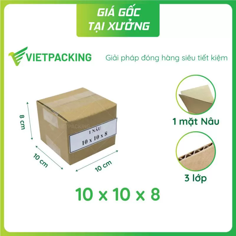 Hộp carton 10x10x8 1 NÂU