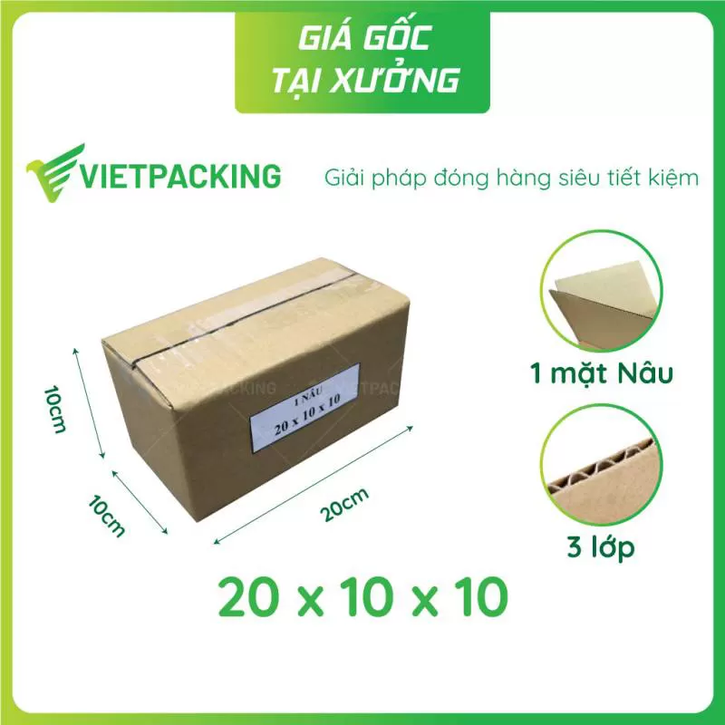 Hộp carton 20x10x10 1 NÂU