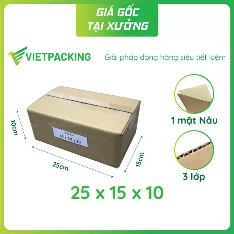Hộp carton 25x15x10 1 NÂU