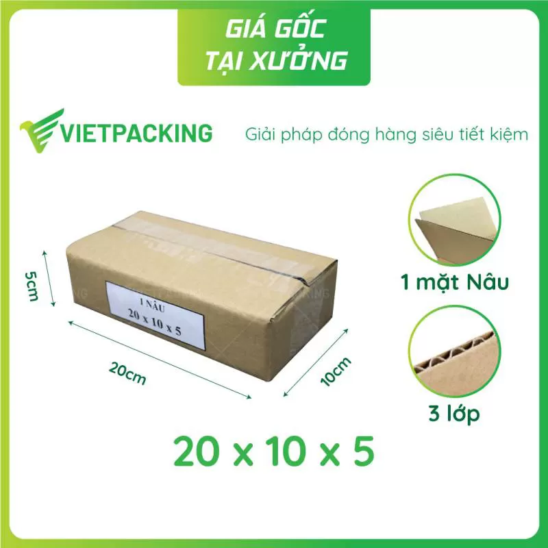 Hộp carton 20x10x5 1 NÂU