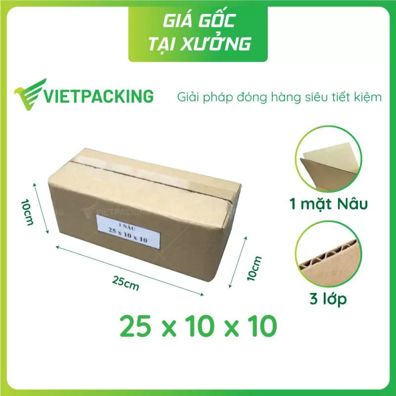 Hộp carton 25x10x10 1 NÂU