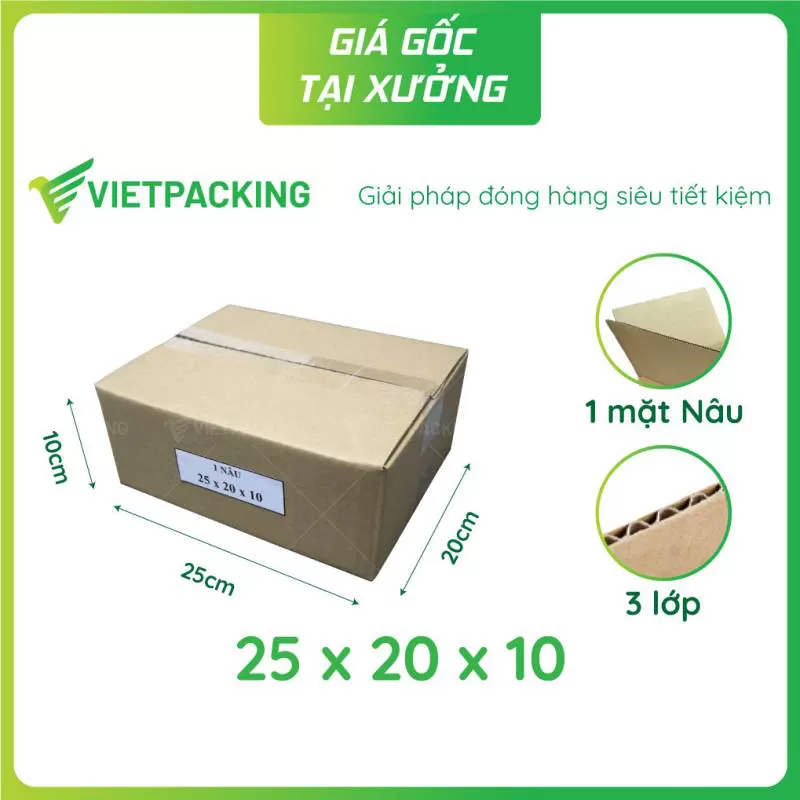 Hộp carton 25x20x10 1 NÂU