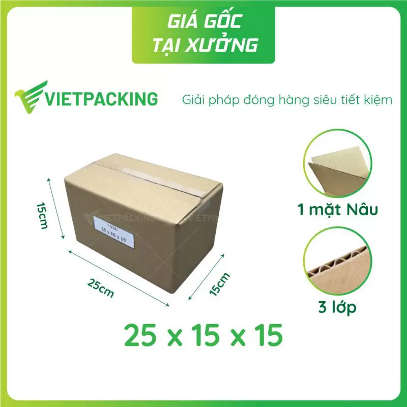 Hộp carton 25x15x15 1 NÂU
