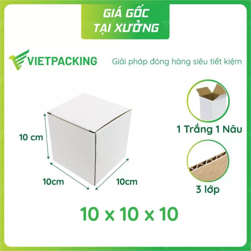 Hộp carton 10x10x10 giá tốt chất lượng, hỗ trợ in ấn thương hiệu