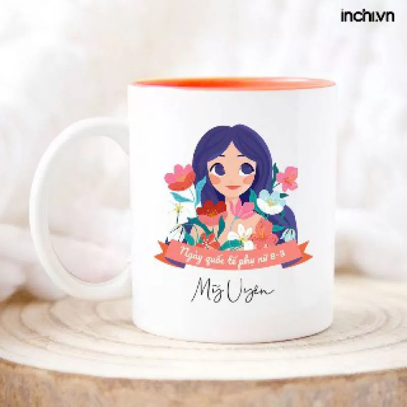 Cốc trắng lòng màu Women's day đẹp giá tốt 