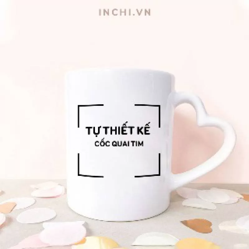 Tự thiết kế cốc trắng quai tim đẹp giá tốt