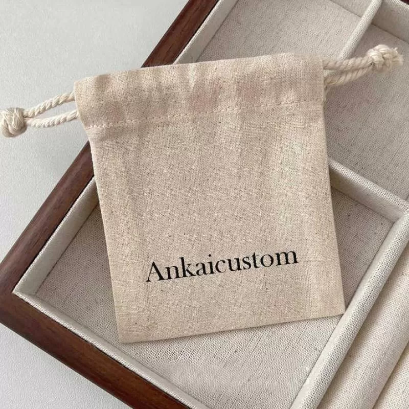 Custom Logo Cotton Gift Pouch Double String  Dust Bag for Handbag and Gift Recyclable for Customized Size