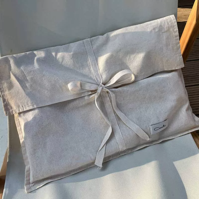Custom Logo Natural Storage Cotton Canvas Drawstring Bag Gift Cloth Dust Cotton Canvas Envelope Pouch for Handbag