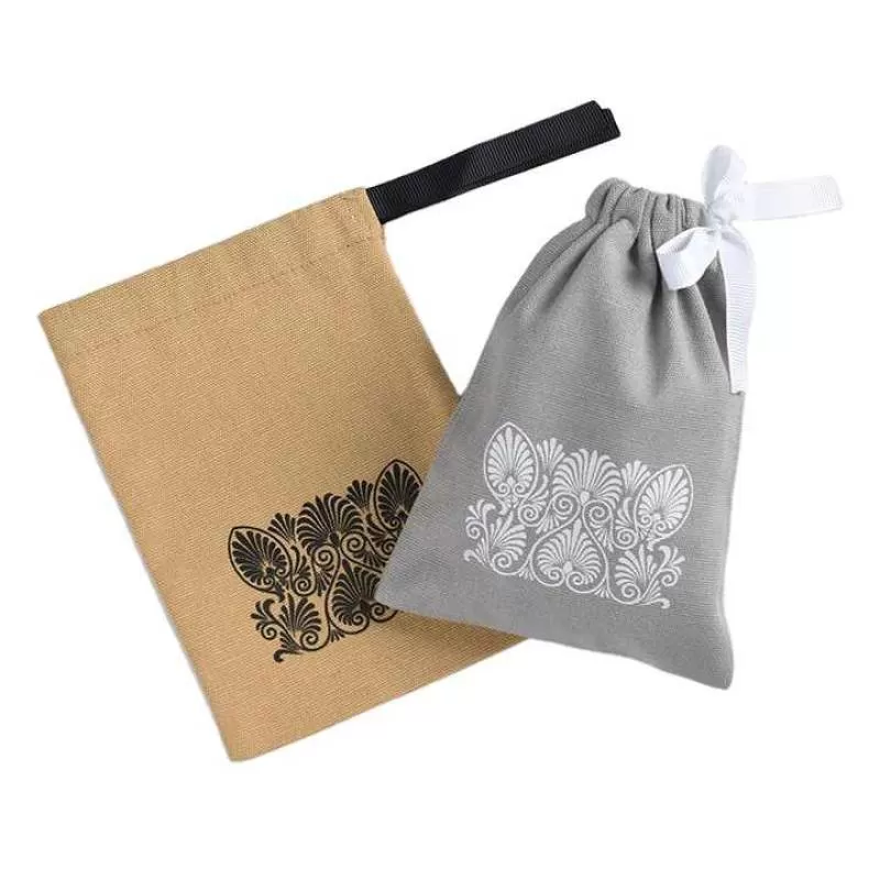 Eco Friendly Muslin Cotton Drawstring Bag Custom Printed Logo Cream Organic Cotton Drawstring Jewelry Pouch