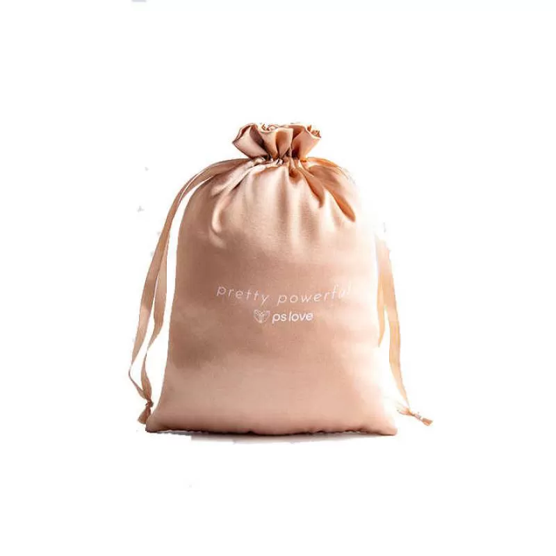 Custom Draw String Pouch Recyclable Silk Satin Bag with Logo for Wig Hair Dust-Free for Gift Packaging