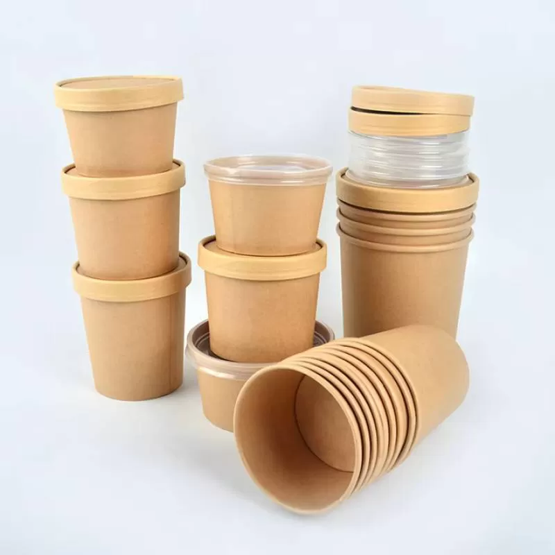 SenAng05 New Product Emergency Soup Insulated Kraft Paper Porridge Bowl Pe Coating Papersoup 32Oz Food Bucket