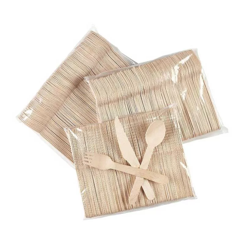 SenAng05 Disposable Bamboo Wooden Cutlery Set 100% All-natural Bulk Packing Eco-friendly Biodegradable and Compostable Utensils