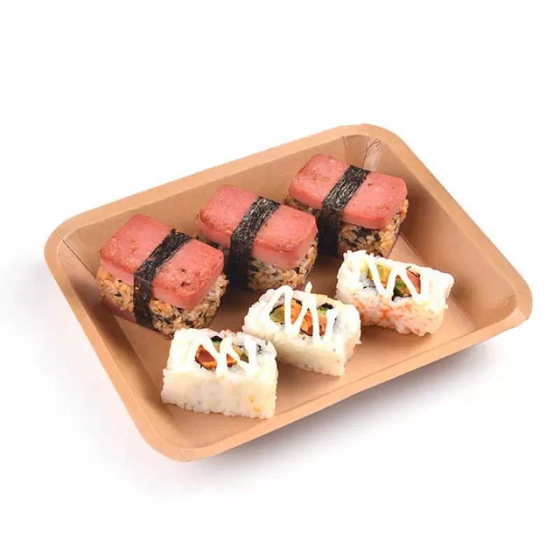 Kraft Paper Food Tray, Disposable Kraft Paper  Tray, Oil and Waterproof Fast Food Paper Tray