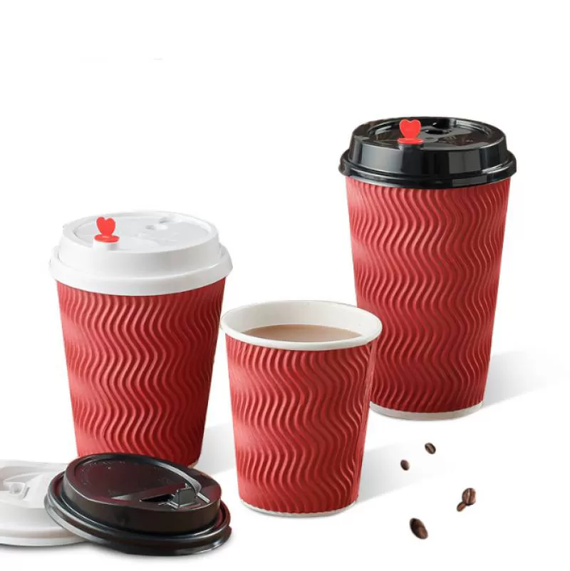 Wholesale Custom Disposable Double Wall Ripple Paper Cup With Lid