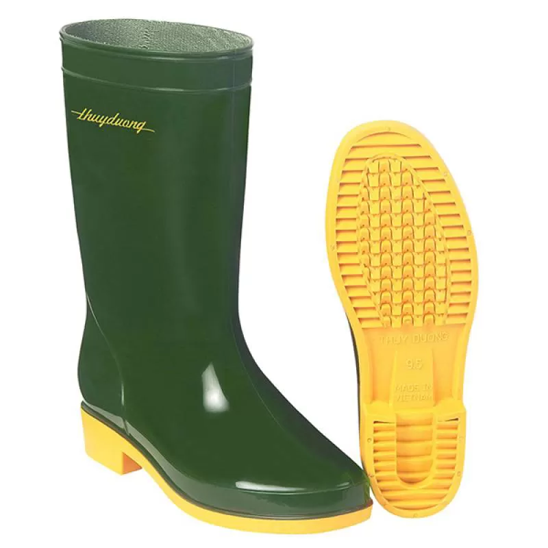 Ủng cao su Thùy Dương 284 xanh rêu - vàng