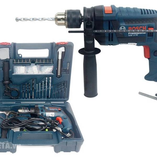 Máy khoan động lực Bosch GSB 13 RE (gồm bộ set 100 món)