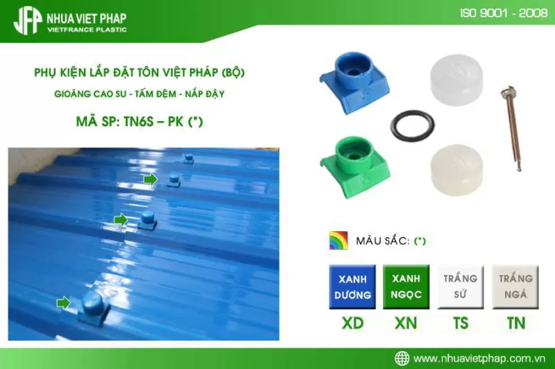 Tôn nhựa 6 sóng 4 lớp asa/pvc Việt Pháp