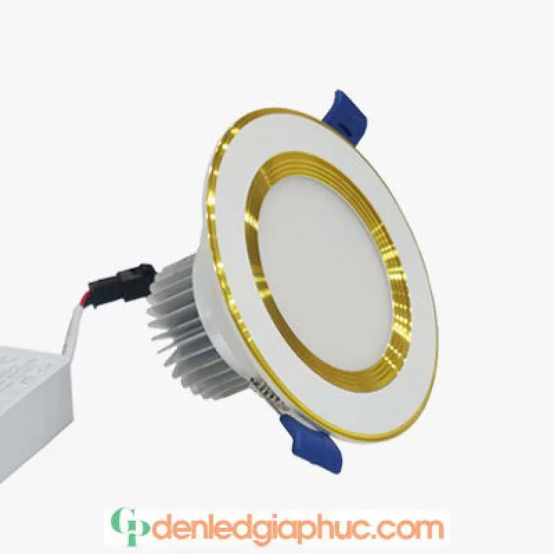 Đèn led âm trần 9w 3 chế độ màu D110 viền vàng